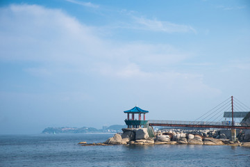 a pier with a gazebo in Sokcho, South Korea
