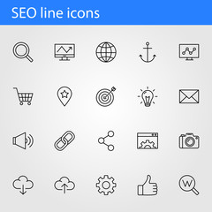 Search Engine Optimization line thin icons set, vector collection eps10.