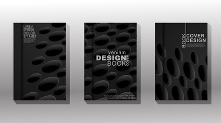Modern 3d book cover design with deep geometric circles and gray background. vector illustration