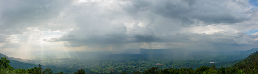 Spectacular sunset in the landscape of the incredible sky.Panorama