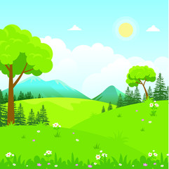 Nature Landscape cartoon Vector Illustration design, cute, lovely, adorable and scenery landscape design