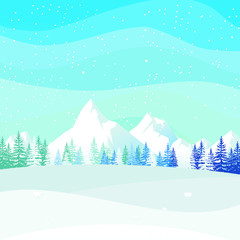 Fototapeta na wymiar Winter Landscape Vector Illustration design, cute, lovely, adorable and scenery landscape design