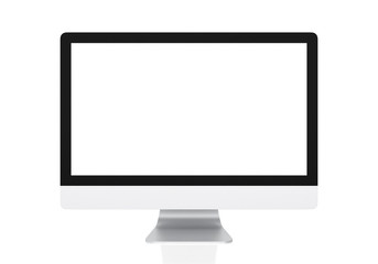 Computer with blank screen isolated on white background, clipping path, 3d rendering