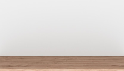 Empty top wooden table on white concrete background, Empty ready for your product display or montage, 3D rendering