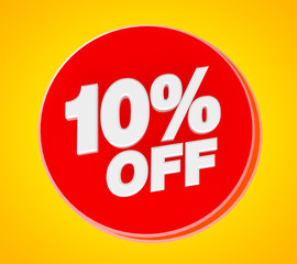 10 % OFF Sale banner, 3d rendering.