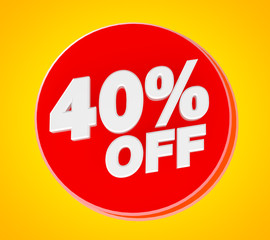 40 % OFF Sale banner, 3d rendering.