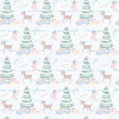 Christmas Tree Reindeer Seamless Pattern 