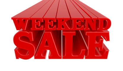 Weekend sale banner on white background, 3d rendering