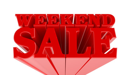 Weekend sale banner on white background, 3d rendering