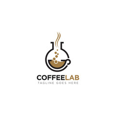 logo coffee lab, with glass erlenmeyer flask vector