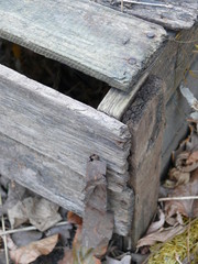 Fototapeta na wymiar старый брошенный деревянный ящик из под фруктов