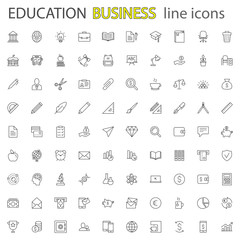 Education and business line icons set. Vector expand eps10 outline icons collection on white background
