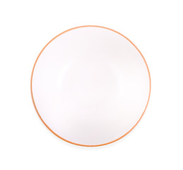 Empty white bowl ,Top view on white background