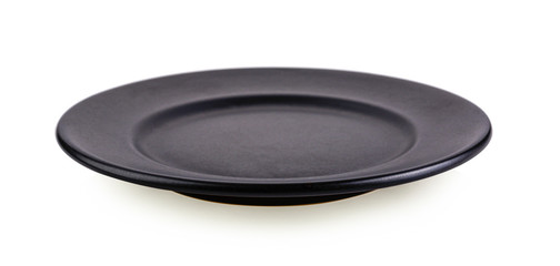 empty black  plate isolated on a white background