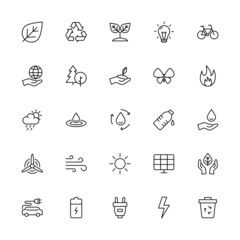 Ecology thin line icons collection set. Vector eps10.