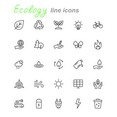 Ecology thin line icons collection set. Vector eps10.