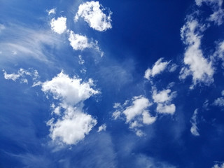 Sky clouds background. Small cumulus clouds are puffy clouds that sometimes look like pieces of...