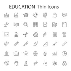 Education vector eps10 thin line icons collection set.