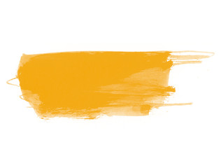 Paint brush isolated on white background. Yellow paint smear brush