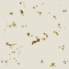 Pattern in the form of e brown stains of coffee on a gray background, traces drops color vector