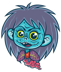 Vector illustration of Cartoon Zombie no body, Krasue, Thai ghost