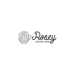 rose coffee logo design inspiration - vector