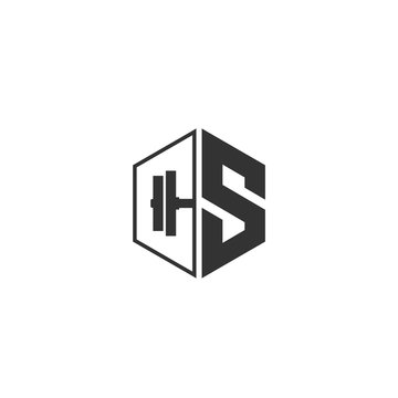 Letter C, S, CS, SC with cuts abstract alphabet, font, text, typography, logo barbells inspiration