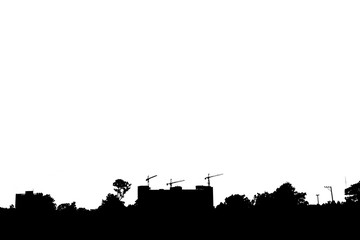 Silhouette of Construction site on white background.