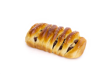 raisin cinnamon bread isolated on white background
