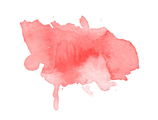 Abstract red watercolor blot isolated on white background. Red watercolor brush