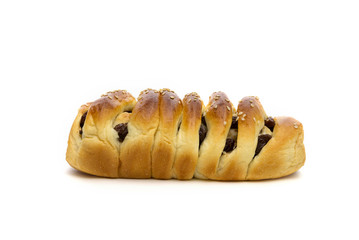 raisin cinnamon bread isolated on white background
