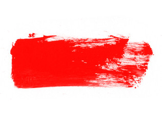 Red watercolor smear isolated on white background. Red watercolor brushes