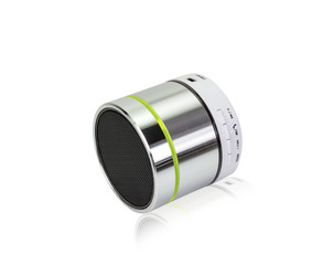 silver bluetooth speaker isolated on white background,clipping path