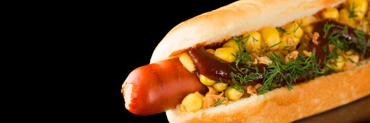 Hotdog in the lower right corner for