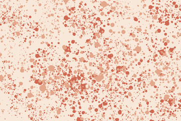Bright coral random round ink splashes on white  background. Abstract texture.