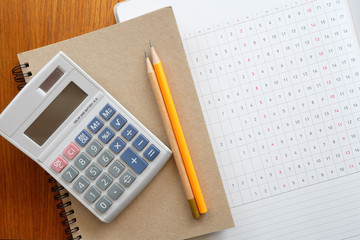 calculator and planner with business concept