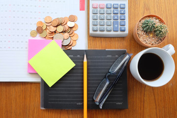 graph paper and coin with business concept