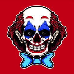 skull clown red hair vector