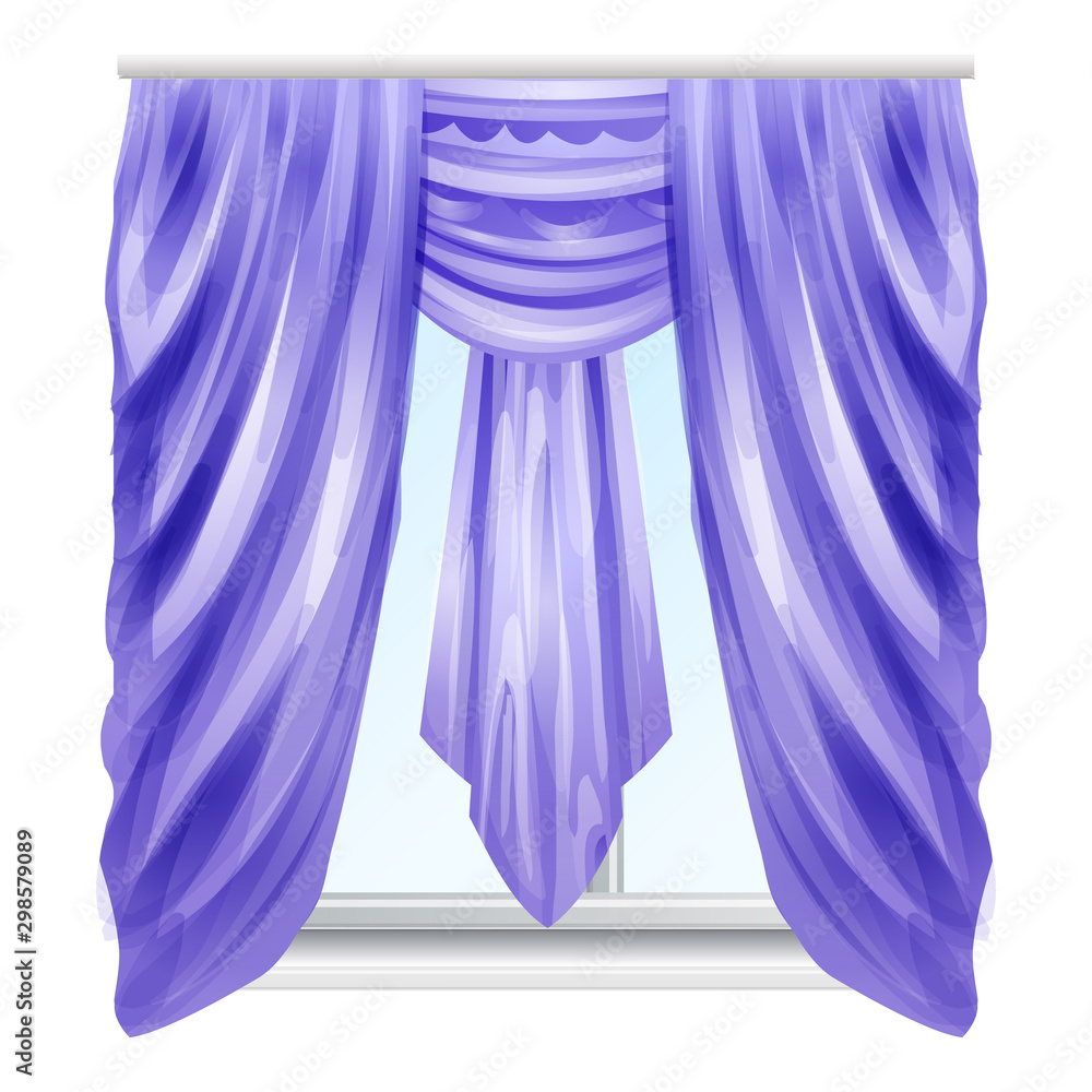 Aufkleber violet window curtain icon. cartoon of violet window curtain vector icon for web design isolated on 