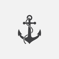 Anchor and rope vector logo icon, Nautical maritime, sea ocean boat illustration symbol, Anchor vector icon, Pirate Nautical maritime boat, Anchor icon, Simple vector icon © kursi_design