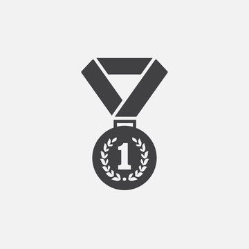 medal logo Template vector illustration icon design, medal for first place icon, medal flat icon illustration, champions medal icon illustration, award logo