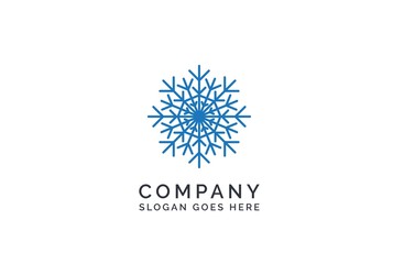 Geometric winter snowflake pattern christmas logo design