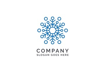 Geometric winter snowflake pattern christmas logo design