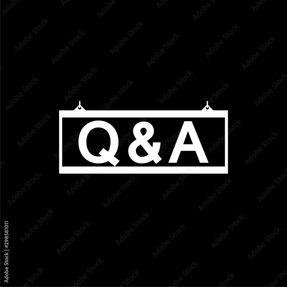 Poster q&a - questions and answers - symbol or icon isolated on black background