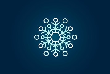 Geometric winter snowflake pattern christmas logo design