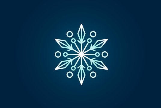 Geometric winter snowflake pattern christmas logo design