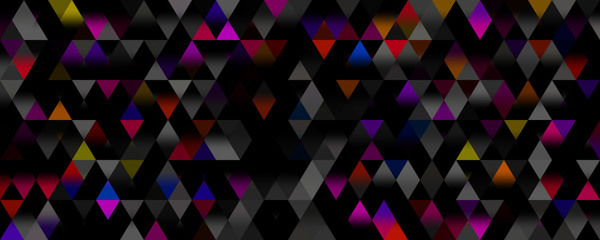 Colorful triangles on black background