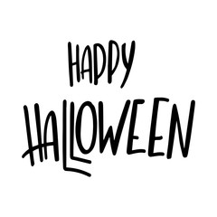 Happy halloween lettering phrase with heart, spider and candy illustratios. Vector