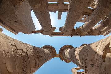 Karnak Hypostyle hall columns in the Karnak Temple in Luxor 