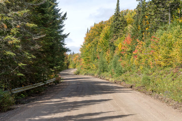 Empty road through the Mont Tremblant National Park. Quebec. Canada